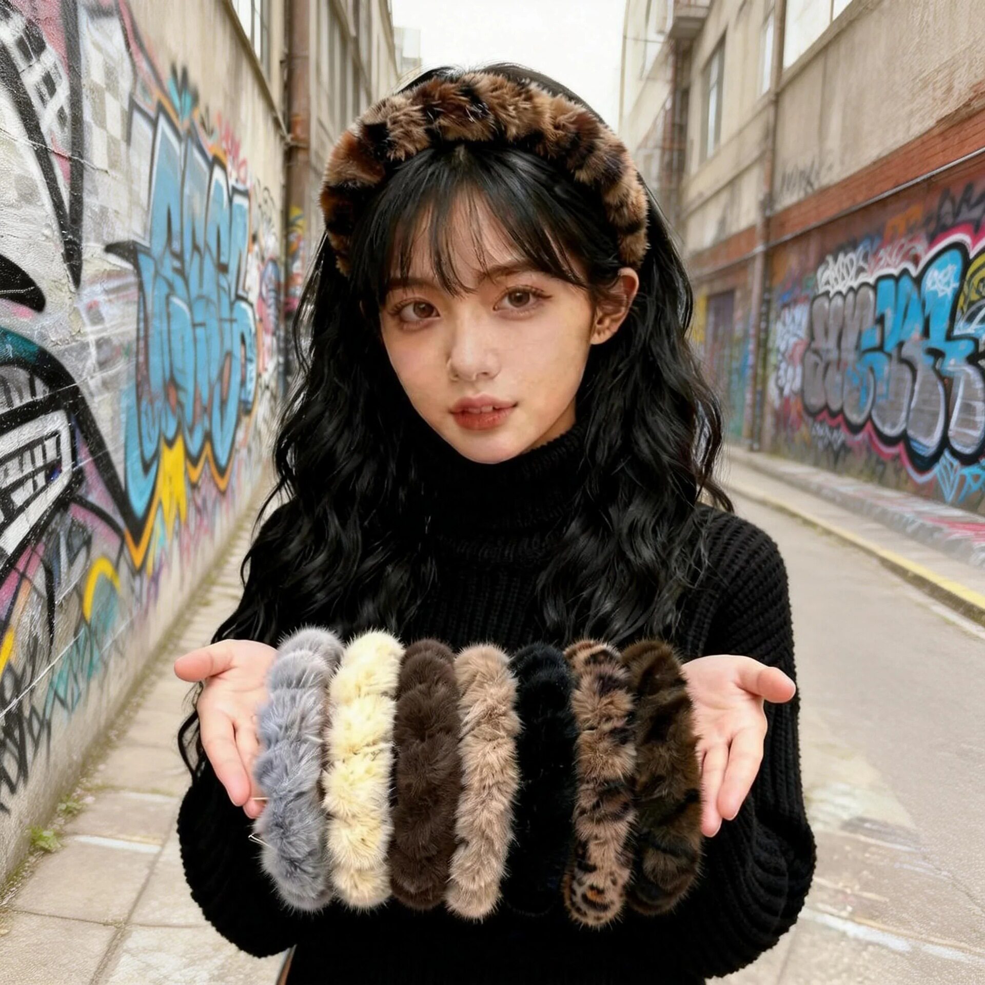 显脸小 秋冬气质豹纹毛绒发箍女带齿洗脸压发头箍高颅顶防滑发卡