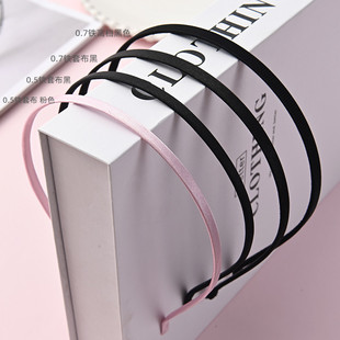 现货黑色色丁DIY发箍配件纯色手工防滑发箍儿童女式 全包发饰材料