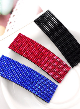 M404  长条水钻一字夹BB夹头饰 满钻发夹发饰品2元