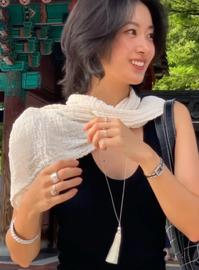 韩国博主同款毛刷子吊坠长项链女