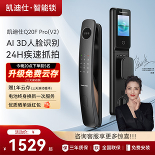 猫眼电子锁家用智能门锁双摄 凯迪仕Q20FProV2人脸3D识别指纹密码
