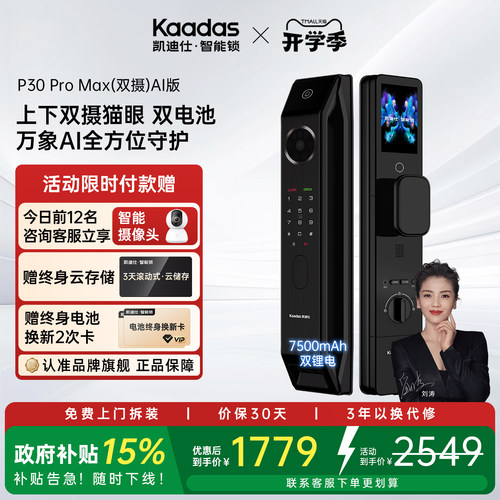凯迪仕P30ProMax高端智能门锁