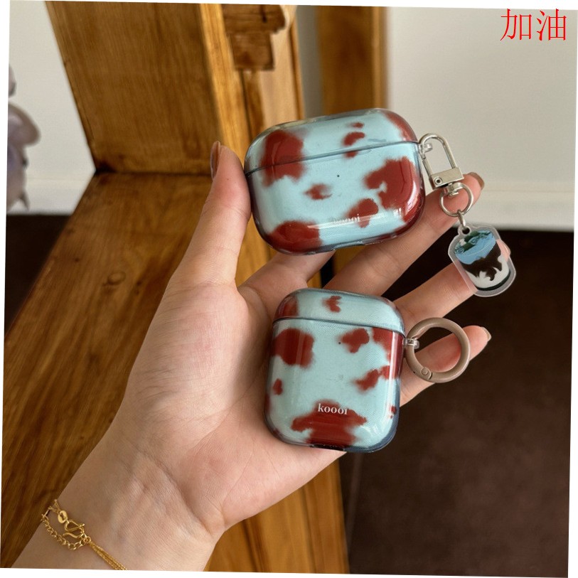 小众独特苹果手机壳小众高级感复古蓝棕撞色适用AirPods4代保护套Pro保护耳机套airpods2二代三代蓝牙软挂脖