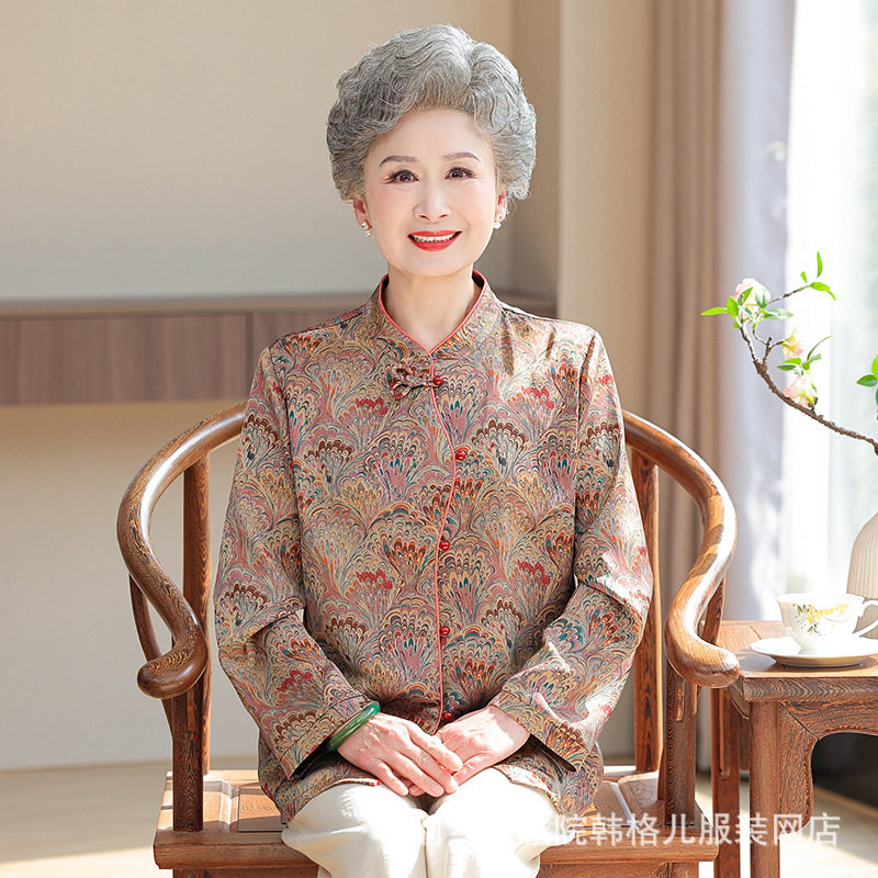 2025新款老人女装夏装奶奶装盘扣衬衫新中式国风妈妈上衣中老年人