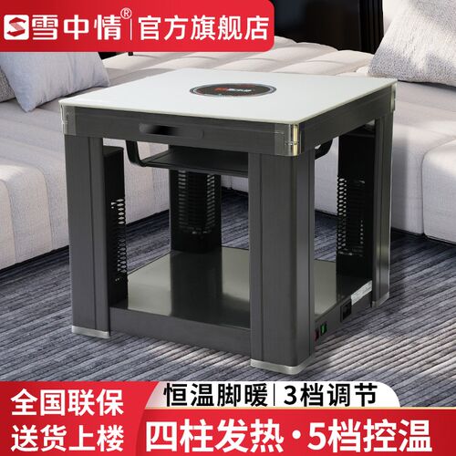 雪中情电暖桌取暖桌客厅正方形电火炉多功能电炉烤火桌电烤炉