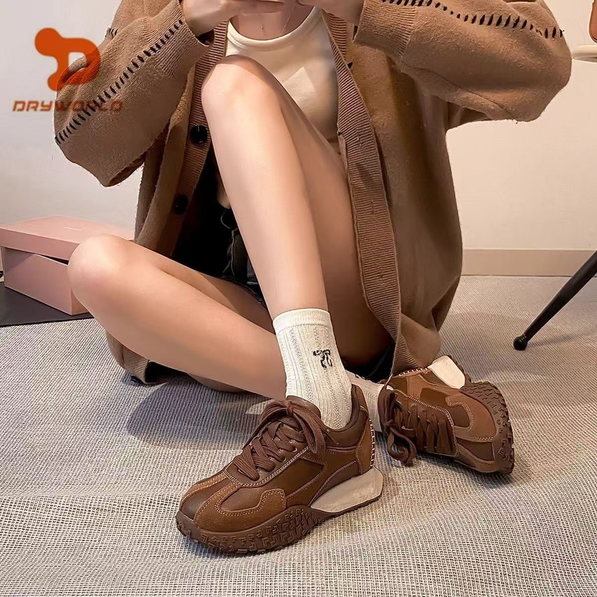 复古厚底百搭德训鞋女2025春款百搭小众平底拼接阿甘鞋运动老爹鞋,女鞋,老爹鞋,淘宝优惠券,粉丝福利购,淘宝优惠卷