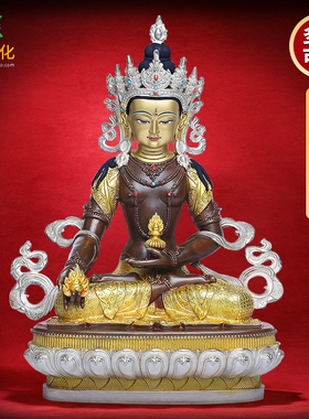 地藏菩萨佛像纯铜古色鎏金鎏银密宗居家7寸1尺佛台摆件地藏王佛像