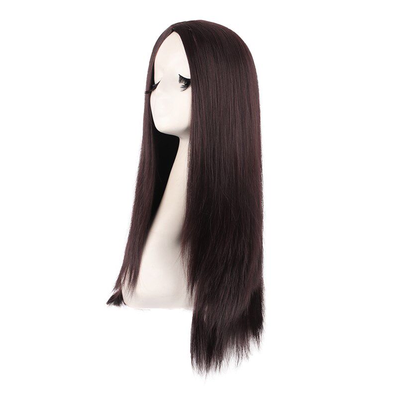 潼漫 cos假发中分刘海长直发深棕色男女通用万用70cm动漫假毛头套