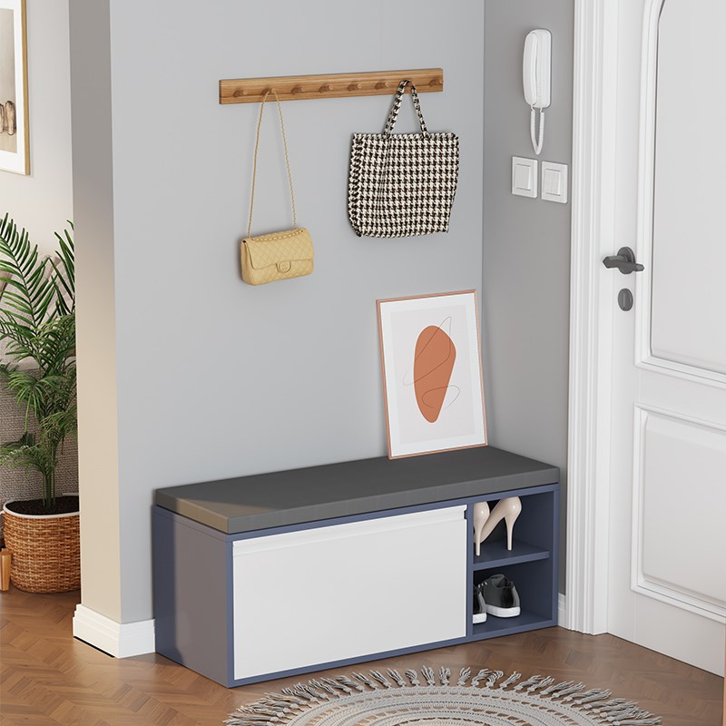 钢制换鞋凳家用门口入户可坐楼道走廊户外长条翻斗矮鞋柜坐凳一体