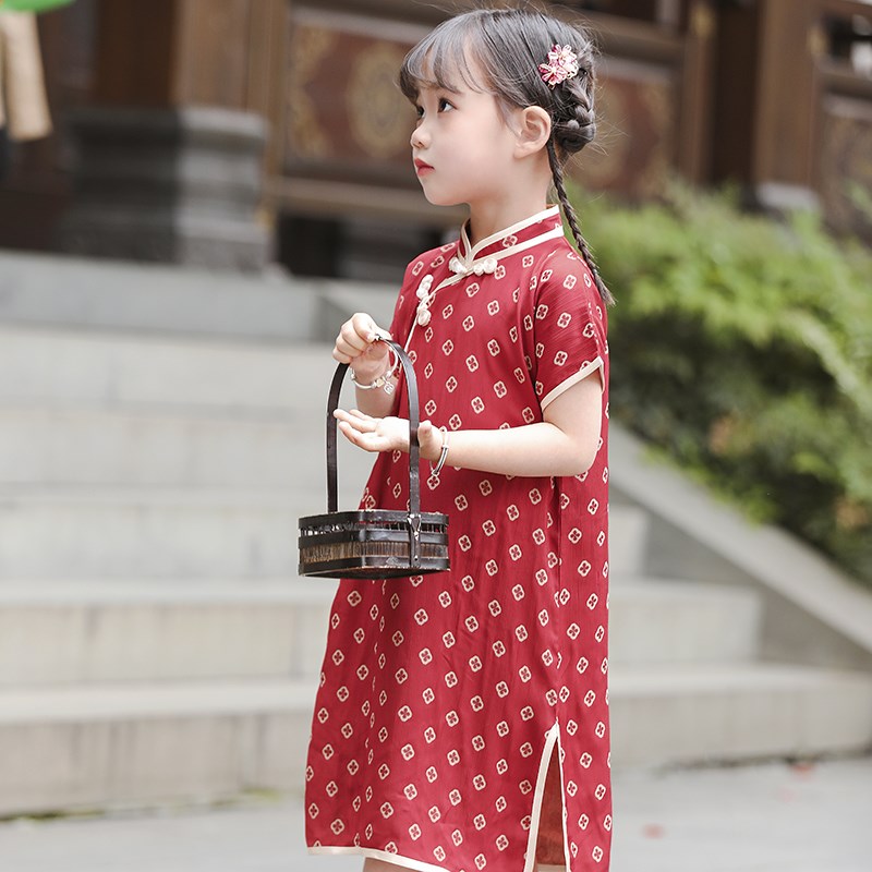 儿童旗袍夏季短袖中式连衣裙女童改良小旗袍女孩国风童装洋气汉服