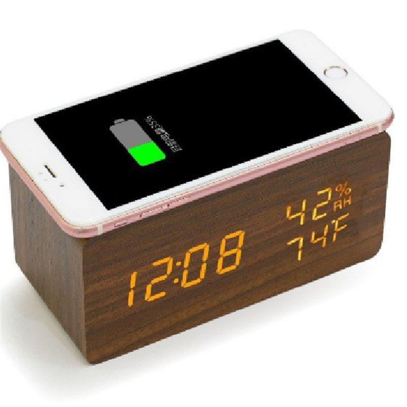 智能无线充时钟温湿度计电子闹钟LED时钟数字木质电子钟,宠物/宠物食品及用品,猫狗碗/慢食碗,淘宝优惠券,粉丝福利购,淘宝优惠卷