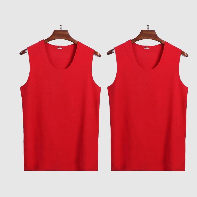 大红德绒男背心自发热男女结婚本命年内穿保暖中国红内衣加绒马甲