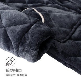 珊瑚绒夹棉睡袍男冬季加厚长款一体式冬款高中生睡衣男秋冬款浴袍