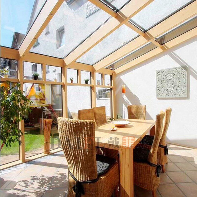 别墅欧式铝包木阳光房露台断桥铝合金门窗封阳台钢化玻璃花房定制