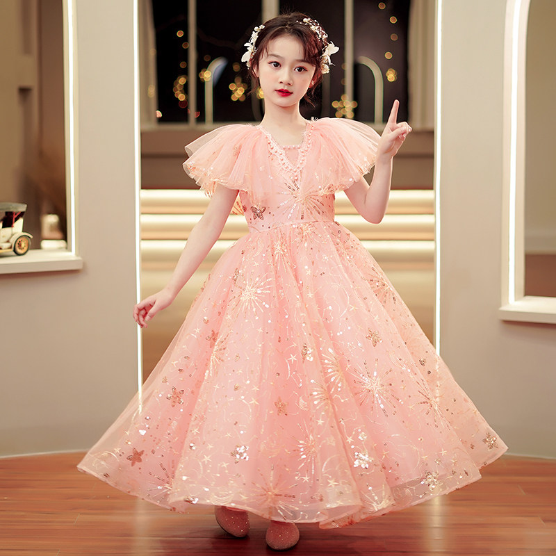 儿童礼服公主裙高端女童钢琴演出服洋气花童婚纱女孩主持人晚礼服