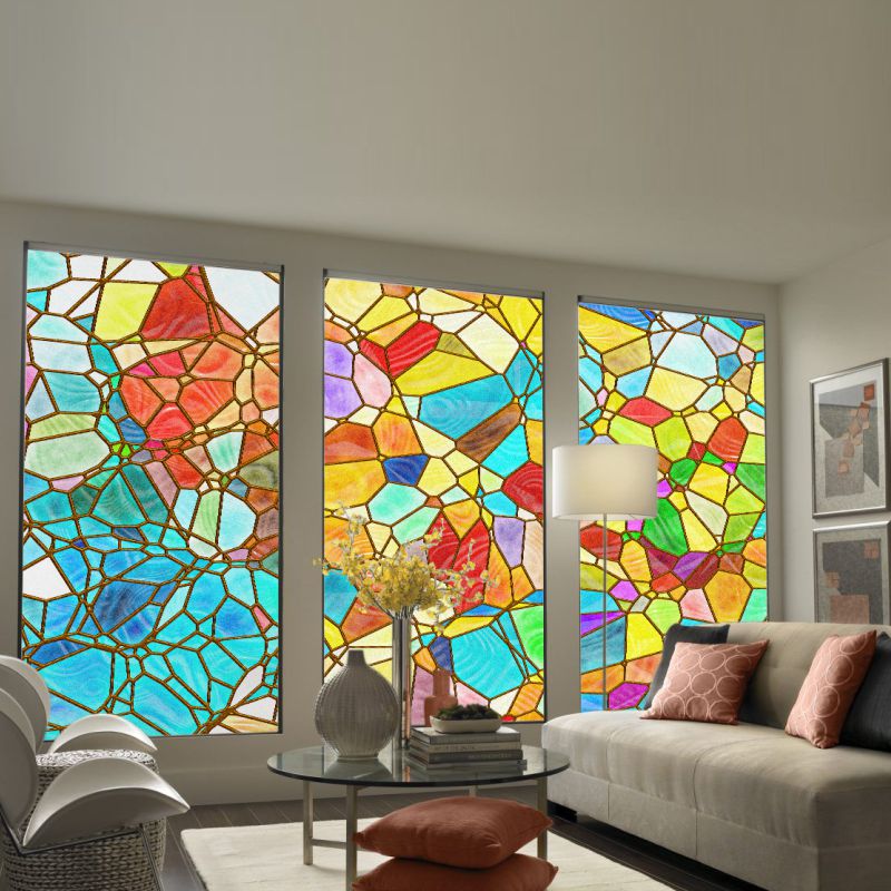 定制欧式教堂玻璃贴膜复古贴纸餐厅装饰贴花卫生间浴室透光不透明