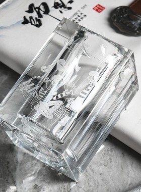 水晶笔筒摆件 旋转教师节礼物送男女朋友同学会礼品客厅家居装饰