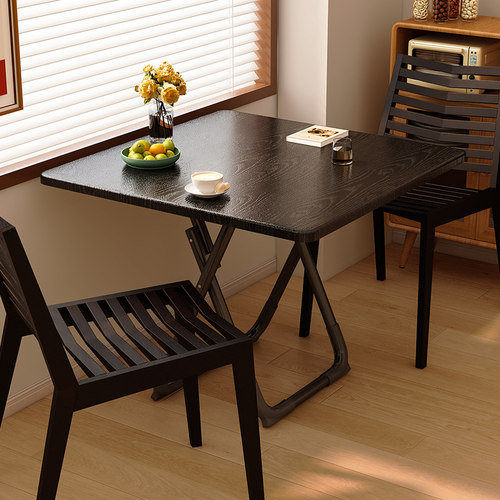 中古风折叠桌子餐桌椅家用小户型饭桌便携简易圆桌阳台摆摊方桌