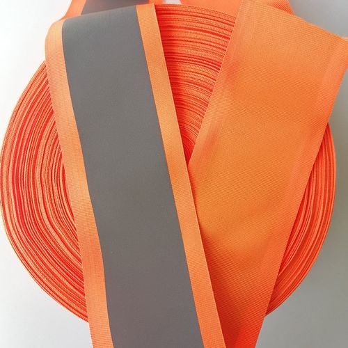 7CM桔红高亮反光织带工作服上缝纫反光条布料 安全警示带荧光布条