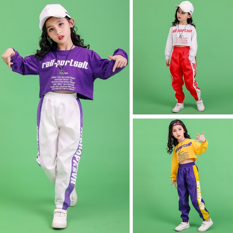 女童爵士舞服装儿童露脐嘻哈潮装街舞套装女孩hiphop走秀表演出服