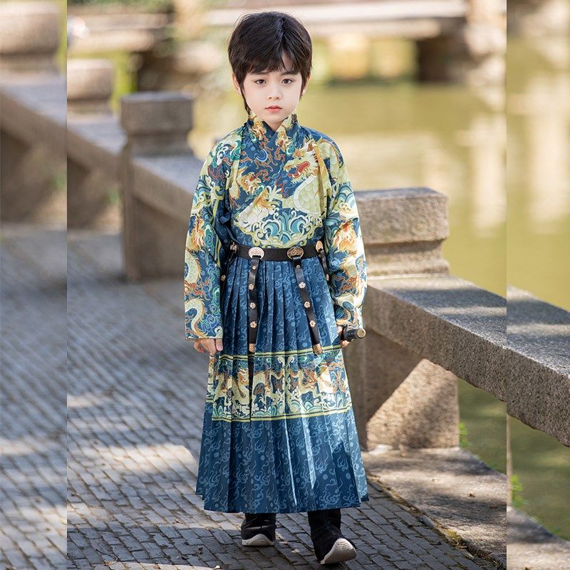 儿童汉服2024春夏中国风男童锦衣卫飞鱼服四大名铺侠客明制演出服