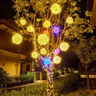 藤球灯树灯led发光灯球挂在树上的装饰灯户外景观亮化灯防水彩灯
