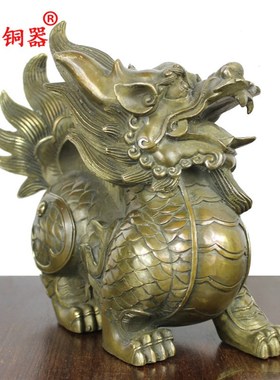 宇卓铜器铜麒麟一对工艺品纯铜麒麟黄铜麒麟古铜色麒麟