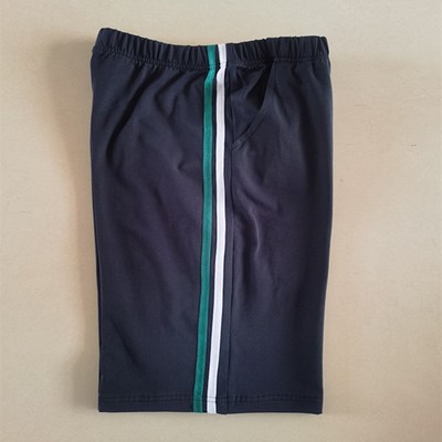 中小学生夏季新款深蓝色休闲短裤子墨绿杠加白杠宽松校服可定做