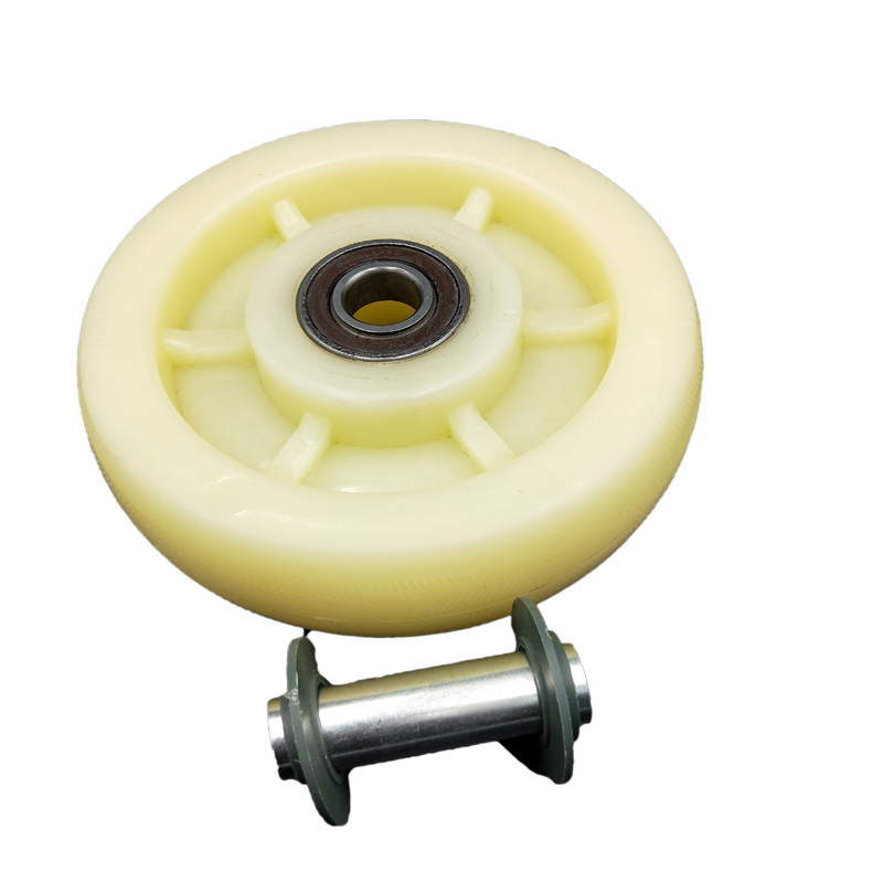 橡胶轮带轴承软胶6寸8寸重型白尼龙轮带轴承平板车轱辘工业小轮子
