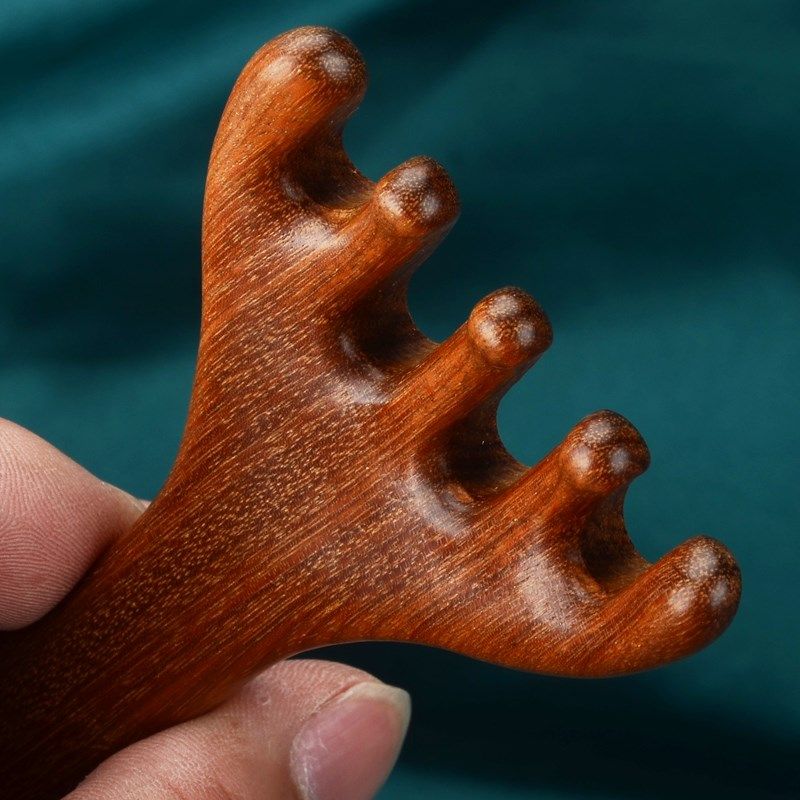 头部按摩器檀木五齿头疗工具头皮五爪梳子抓挠头刮痧经络梳多功能,家庭/个人清洁工具,梳子/化妆梳/按摩梳,淘宝优惠券,粉丝福利购,淘宝优惠卷