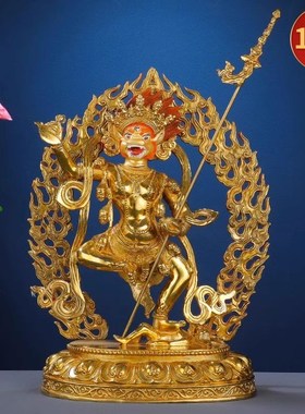 藏传密宗鎏金金刚亥母护法像佛像佛台摆件10寸纯铜佛像护法像摆件