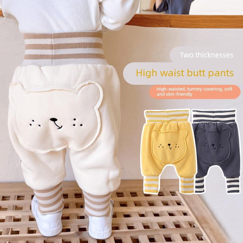 冬装新生婴幼儿童裤子03-6-9月男女宝宝大pp屁裤加绒加厚夹棉裤子