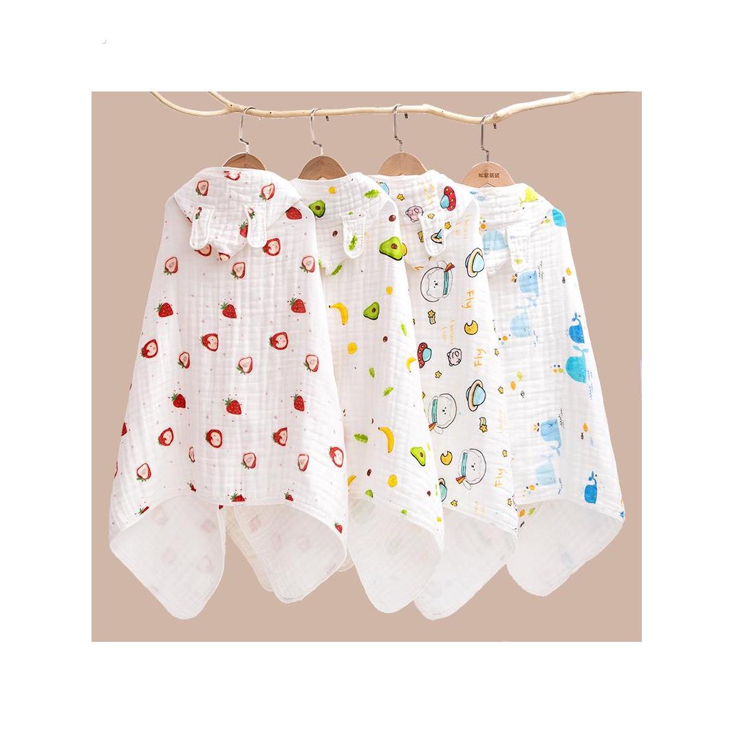 儿童浴巾斗篷浴袍可穿式纯棉婴儿浴巾新生超软全棉宝宝带帽披风