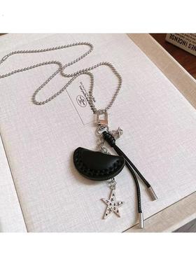 覆古美拉德皮质吊坠秋季女款轻奢小众设计感长款毛衣炼个性卫衣炼