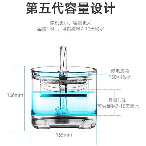 德国饮水机猫咪喝水器无线恒温自动循环流动水静音宠物狗狗喂水盆