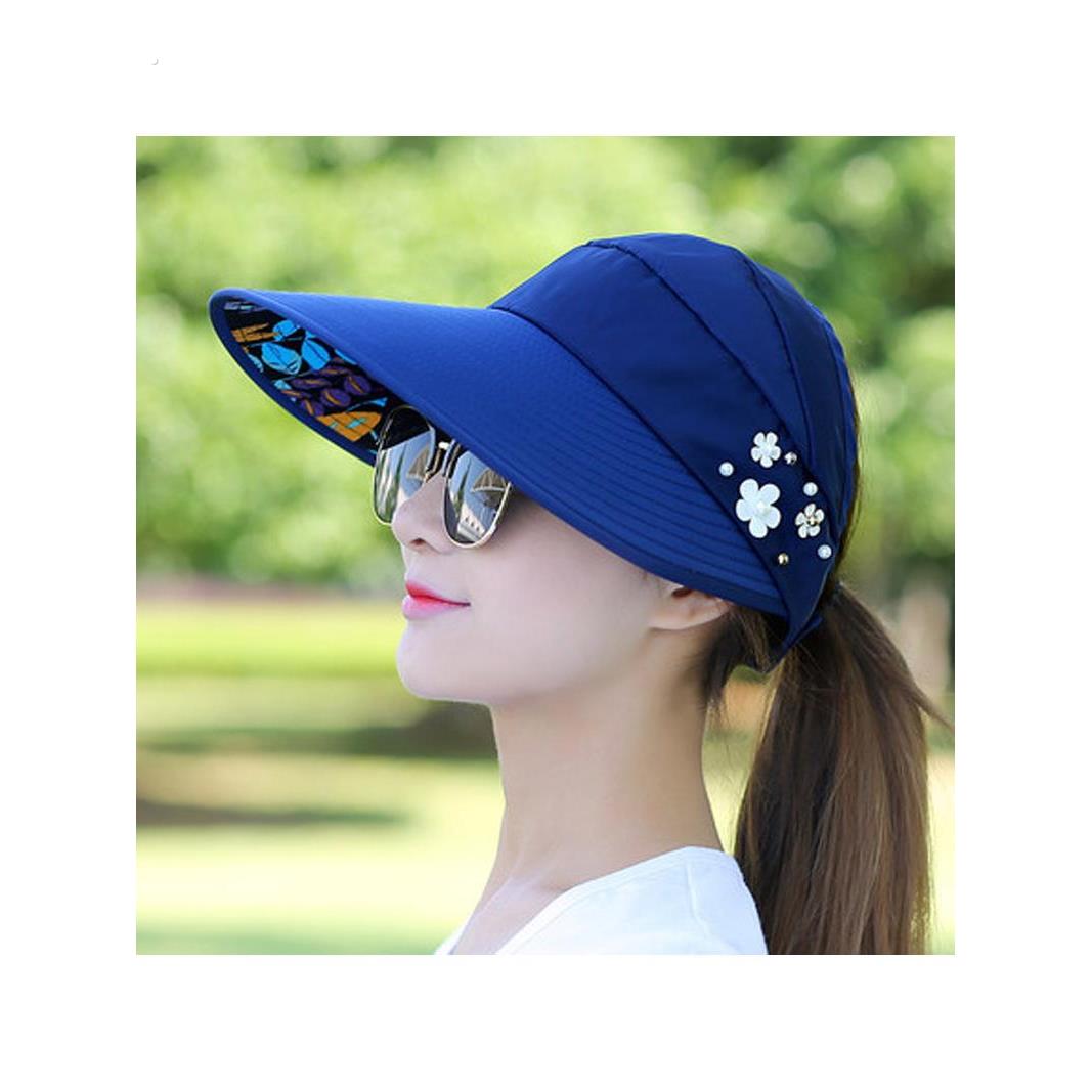 太阳帽夏季遮阳帽子女士可折叠防晒沙滩大檐凉帽骑车空顶防紫外线