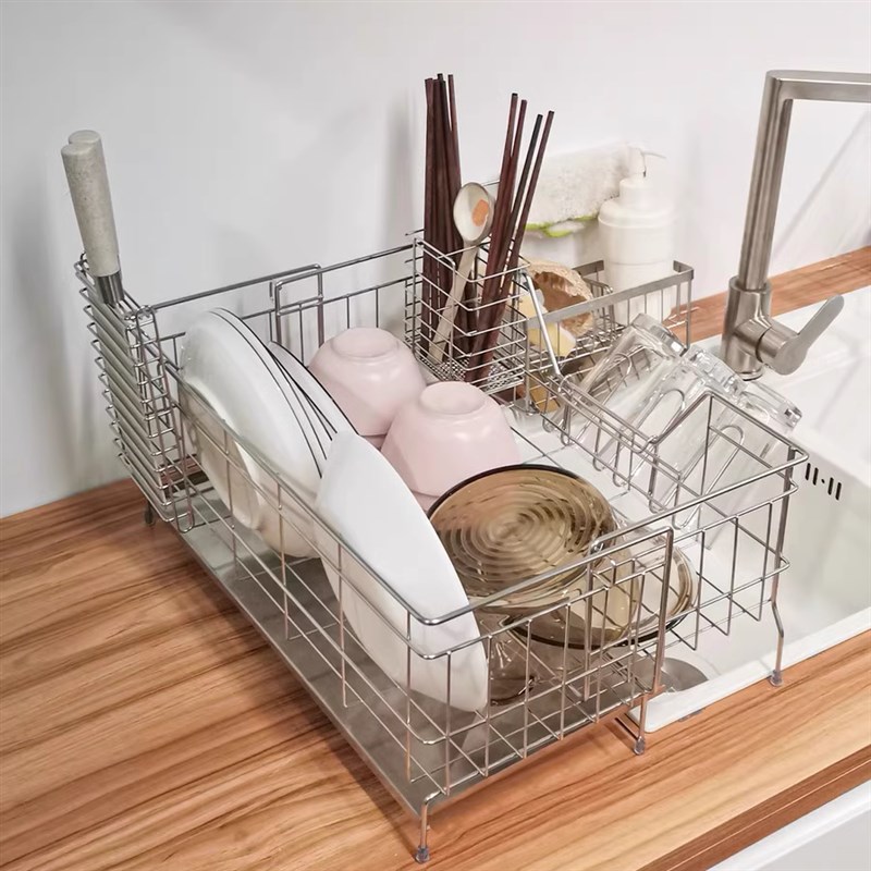 日式304不锈钢厨房水槽架碗盘沥水架极窄伸缩沥水架置物架碗碟架