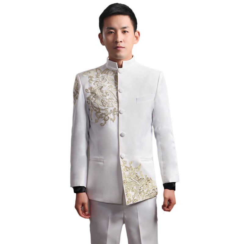 青年学生中山装演出服男士成人大合唱团舞台表演服主持人歌手礼服