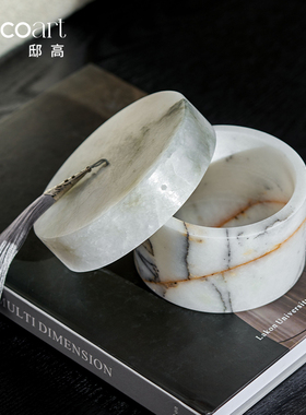 新中式创意云石大理石官帽装饰罐软装空间设计陈列搭配布置高级感