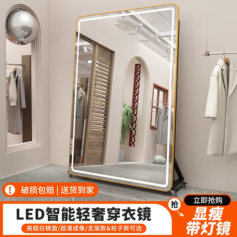 智能全身镜落地镜卧室家用试衣镜女穿衣镜壁挂LED灯挂墙镜子显瘦