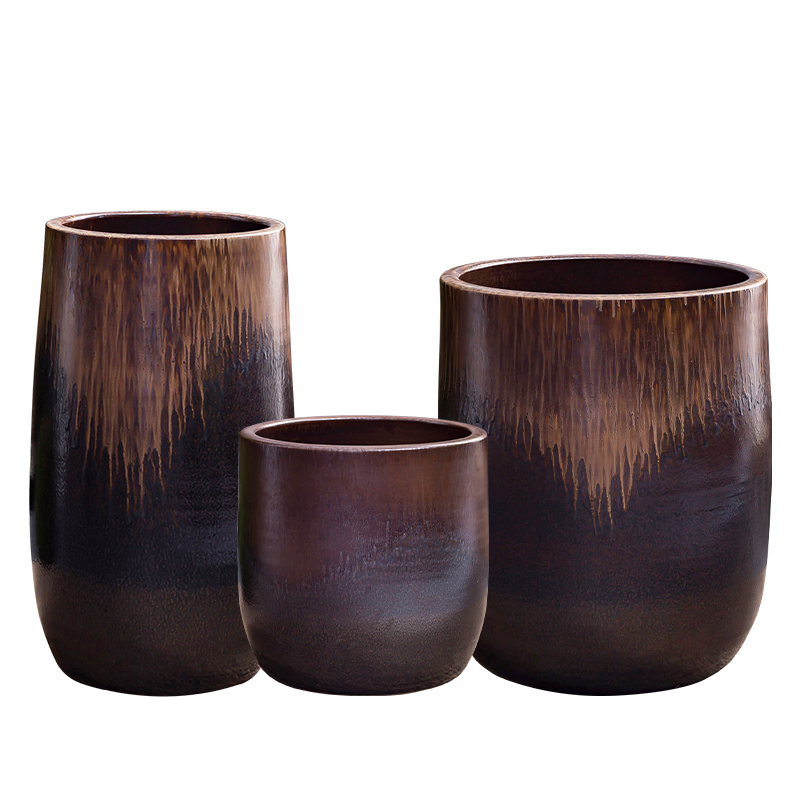 复古大花盆摆件客厅落地绿植缸景德镇陶瓷新中式粗陶陶罐户外花瓶