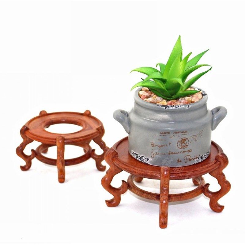 摆件实木底座 鱼缸花盆景水晶球葫芦工艺品底座 花梨木圆形托架子