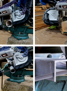 博来便携式多功能带锯手持金属带锯切割机工具小型锯床无级变速