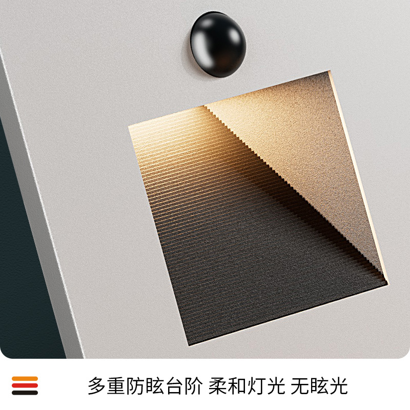 西顿照明led地脚灯11011人体感应梯步小夜灯嵌入式86型CEQ11019黑