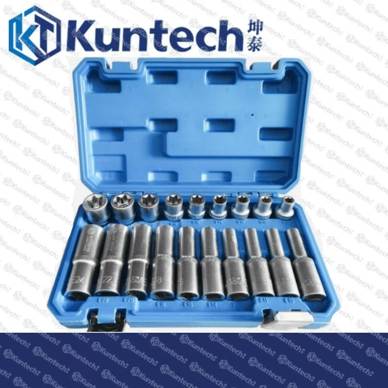 19件E型扳手双头六花梅花形扳手E型星型扳手E长扳手组套E8套筒E12