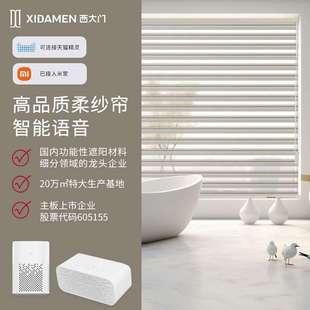西大门高端遮光柔纱帘斑马帘办公室卷帘绍兴窗帘免打孔电动遮阳