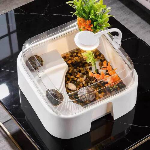 家用乌龟缸造景生态缸创意龟盆寄居蟹饲养箱晒台躲避屋小型爬宠盒