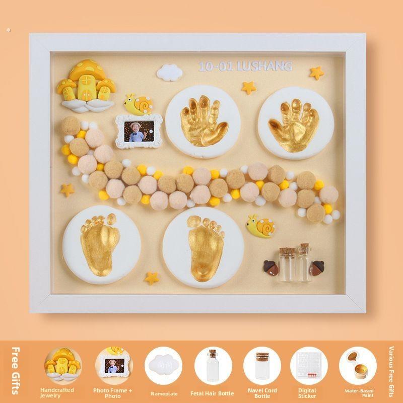满月纪念手足印宝宝手印脚印婴儿百天手脚印泥相框新生儿胎毛礼物