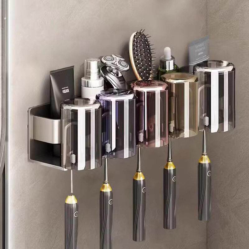牙刷置物架免打孔刷牙杯漱口杯挂架壁挂式卫生间太空铝牙杯收纳架