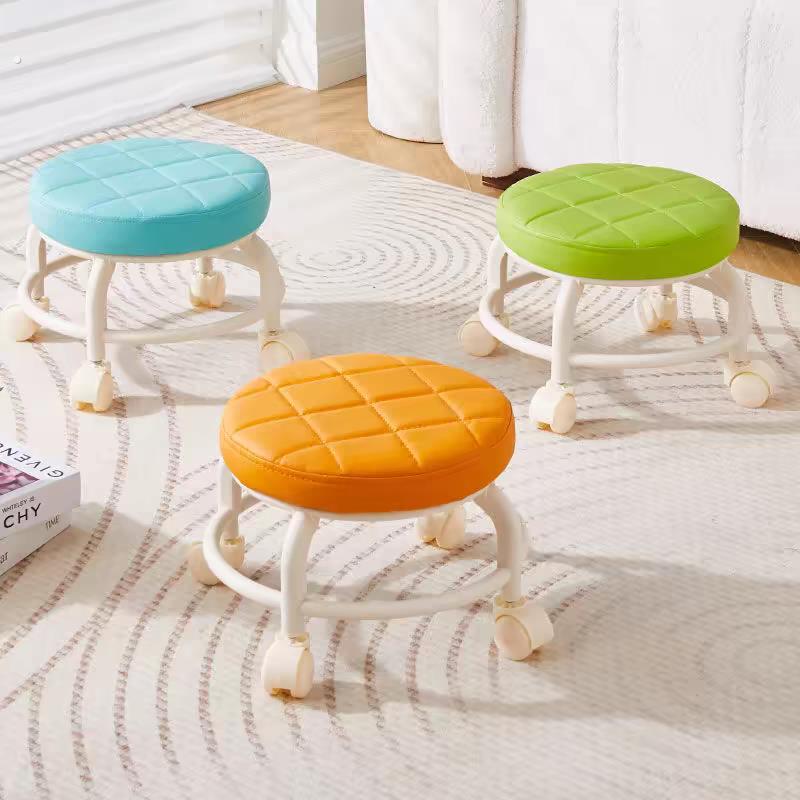 小凳子滑轮小凳子家用滑轮矮凳可移动板凳静音轮拆快递带娃修脚凳